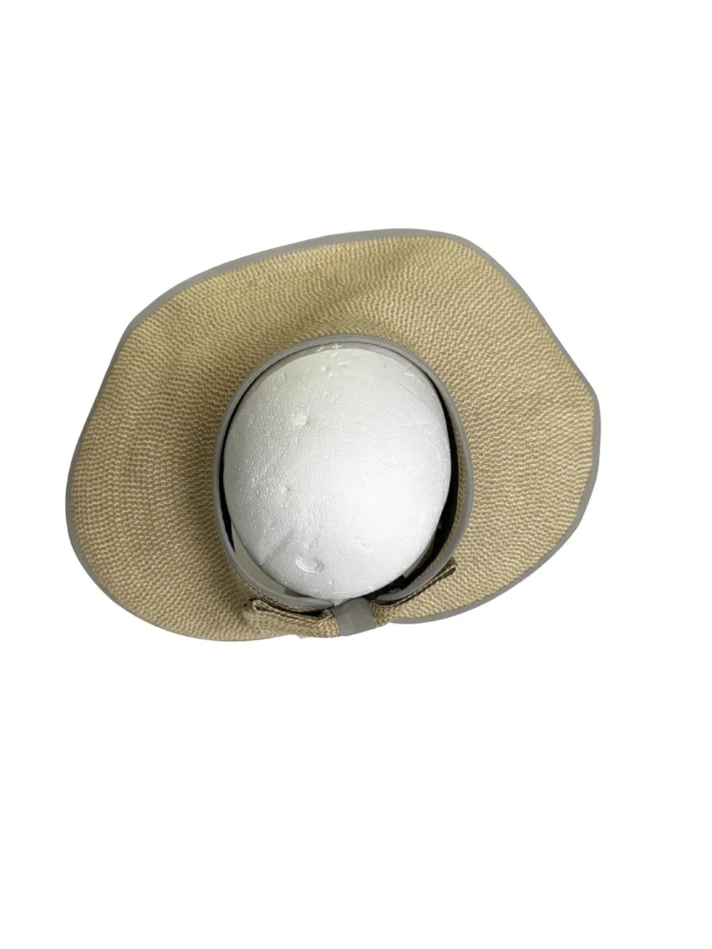 Disney Parks Wide-Brim Straw Sun Hat Gray Trim Mickey bow adjustable vacation
